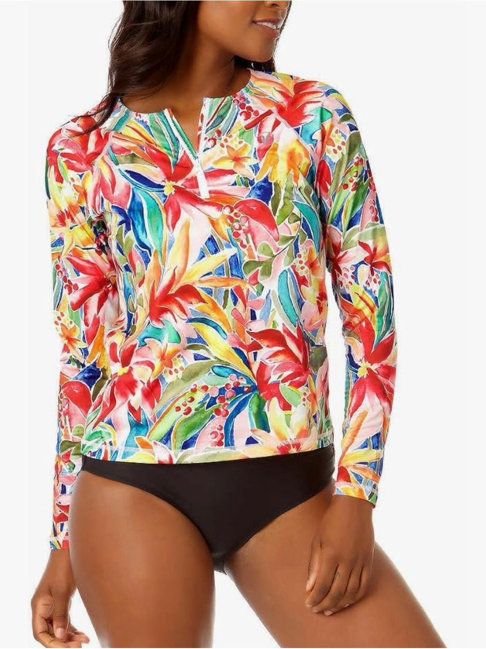 Hurley Multicolor Tropical Floral Long Sleeve Swim Top